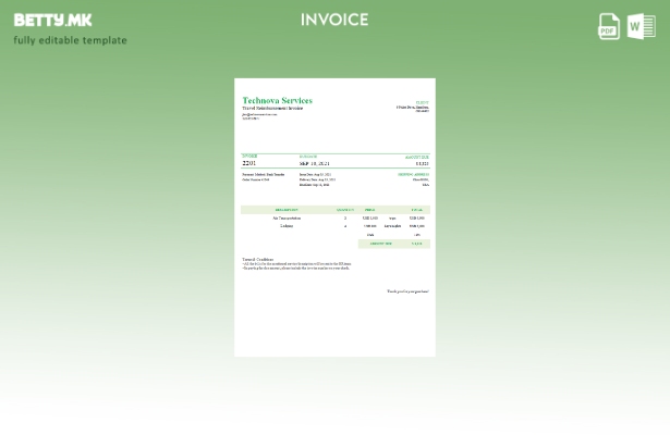 Шаблон за фактура за услуги во модерен стил на USA Technova